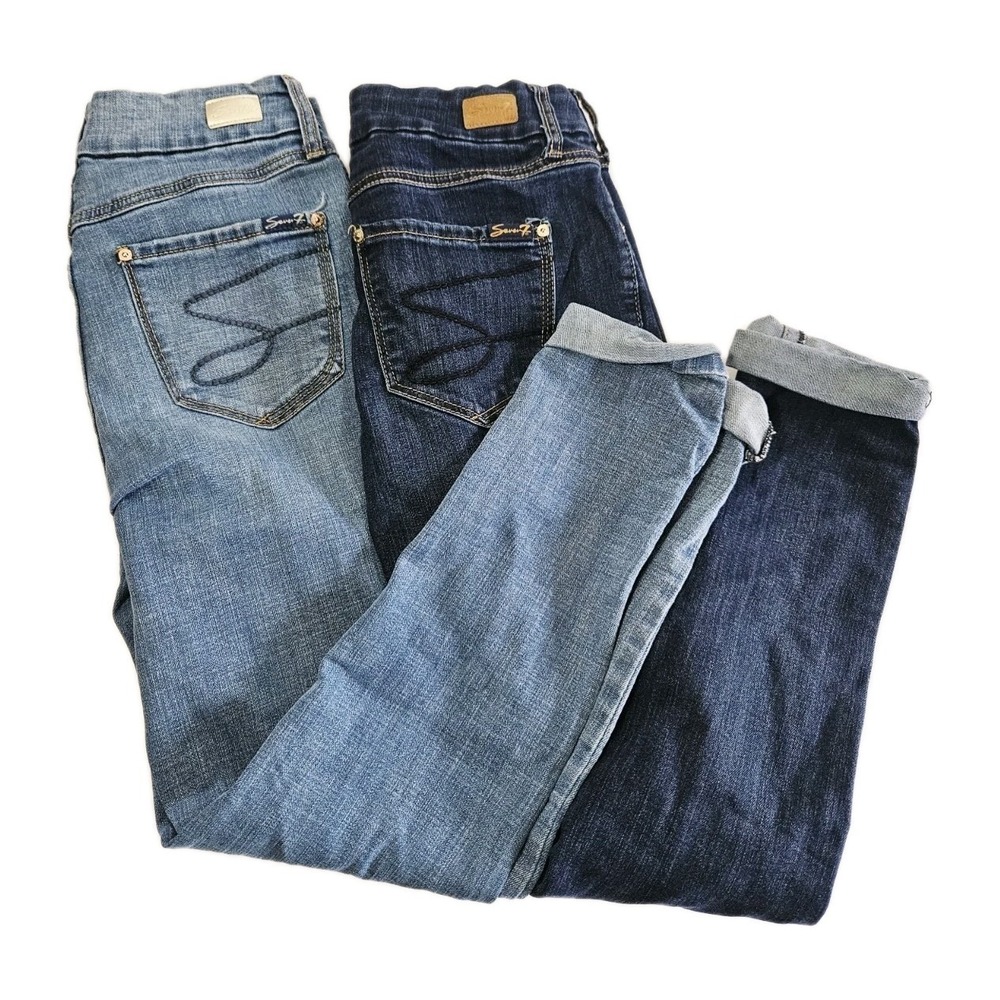 Seven7 Dark/Light Wash Denim Skinny Jeans Women's Size 6 Lot Of 2 Pairs